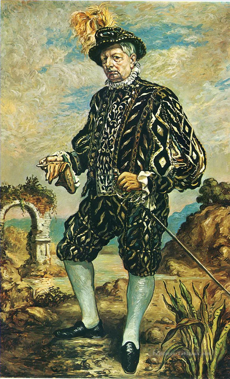 Autoportrait en costume noir Giorgio de Chirico surréalisme métaphysique Peintures à l'huile